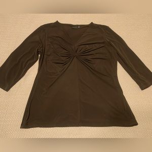 TRIBAL dark brown top with beautiful rouched design. 3/4 sleeves. EUC. Size XL.